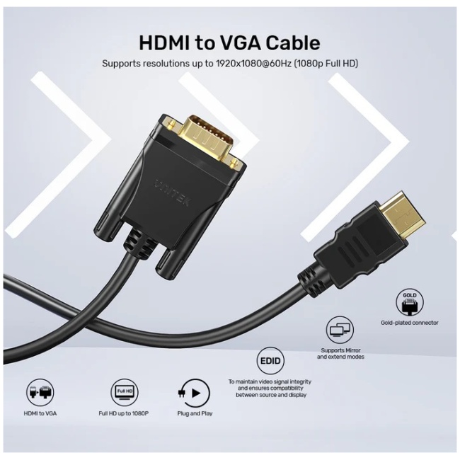 Unitek Converter HDMI to VGA Adapter Cable 2.0m - Image 4