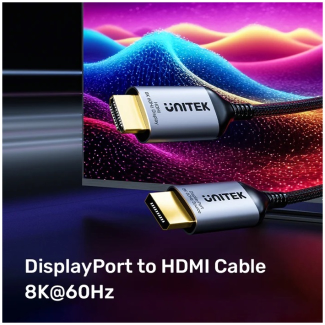 Unitek DisplayPort 1.4 to HDMI 2.1 Cable 8K60Hz 1.8m V1610A02 - Image 3