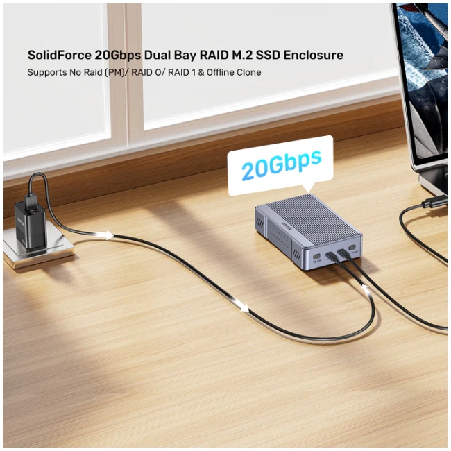 Unitek USB-C 2-Bay External M2 SSD Enclosure with RAID 20Gbps S1247A - Image 5
