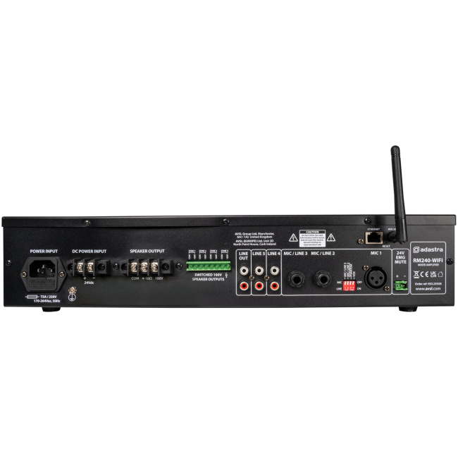 Adastra RM240-WIFI 240W Amplifier 100V with 4 Zones FM/USB/BT/WiFi 953.235UK - Image 2
