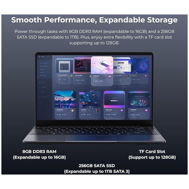 Chuwi Laptop CoreBook 14'' i3-10100Y 8GB RAM + 256GB SSD Windows 11 Pro - Image 3