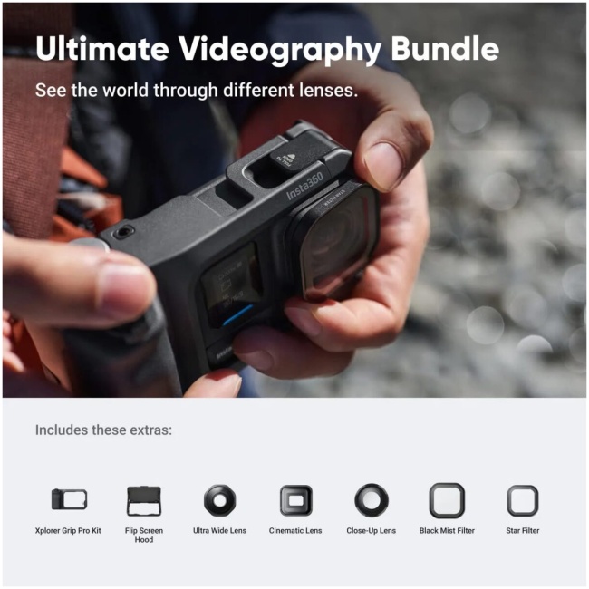 Insta360 Ace Pro 2 Ultimate Videography Bundle Action Cam - 3 lenses, 2 filters,Xplorer grip pro kit - Image 5