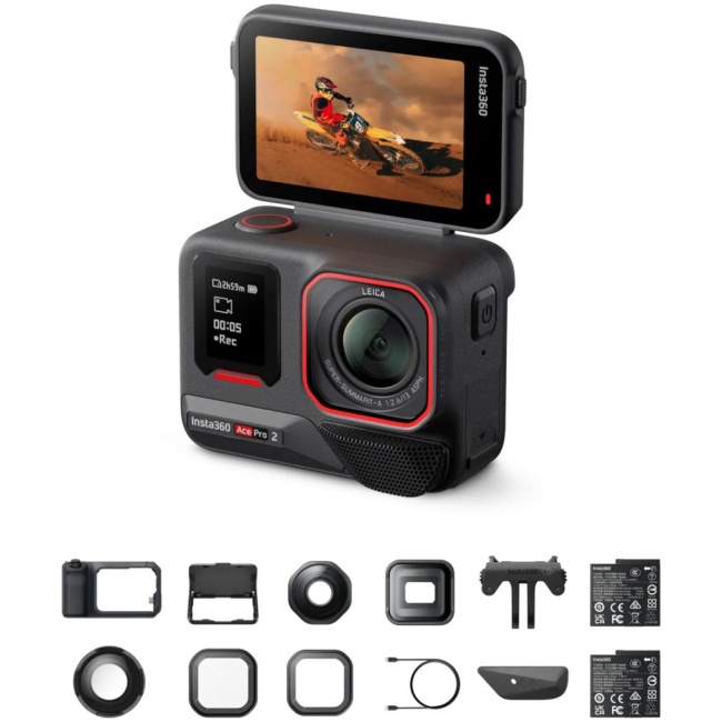 Insta360 Ace Pro 2 Ultimate Videography Bundle Action Cam - 3 lenses, 2 filters,Xplorer grip pro kit