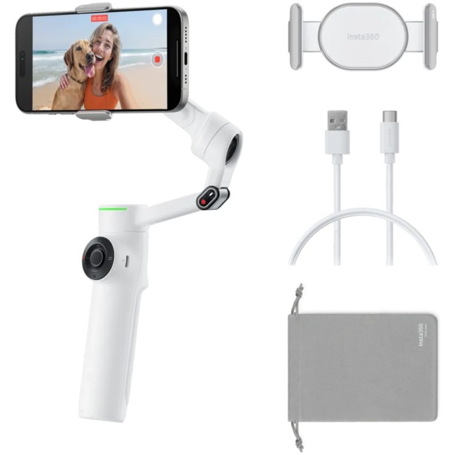 Insta360 Flow 2 Standard Bundle White - A.I. Powered Gimbal Stabilzer for Smartphone USB-C - Image 2
