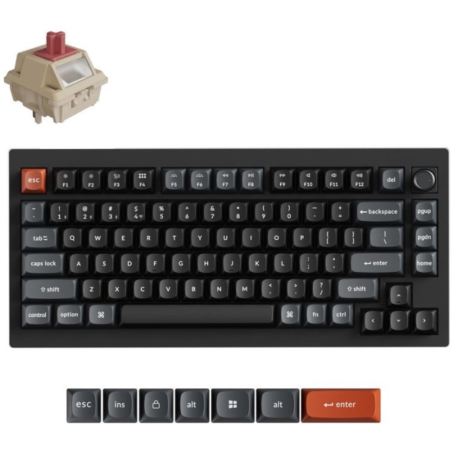 Keychron V1 Ultra (V1U-D1) QMK/VIA 8K Wireless Custom Mechanical Keyboard Red Switch RGB 75% US