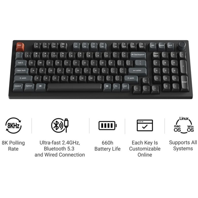 Keychron V5 Ultra (V5U-D4) QMK/VIA 8K Wireless Custom Mechanical Keyboard Banana Switch RGB 96% US - Image 2