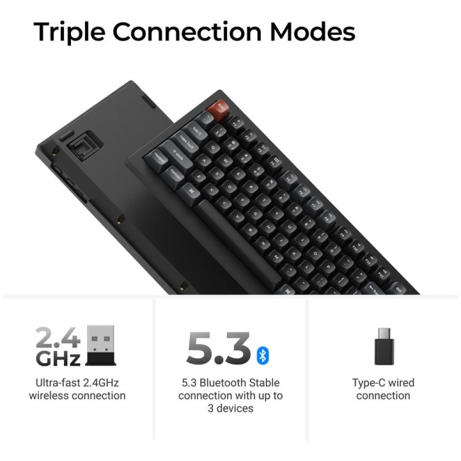 Keychron V5 Ultra (V5U-D4) QMK/VIA 8K Wireless Custom Mechanical Keyboard Banana Switch RGB 96% US - Image 6