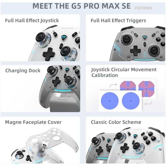 Machenike PC Gamepad G5 PRO Max SE Tri-mode 2.4GHz-BT-USB C With Charging Base - Image 2