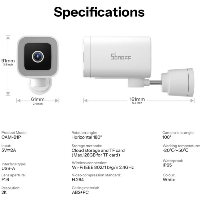 Sonoff Smart WiFi IP Security Camera CAM-B1P - Image 10
