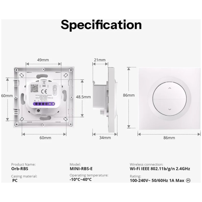 Sonoff WiFi Smart Switch MINI-RBS For Roller Shutter wall - Image 6