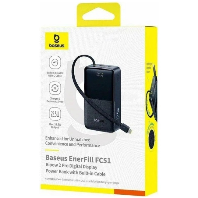 Baseus Powerbank 22.5W 30000mAh EnerFill FC51 Bipow 2 Pro Black - Image 4