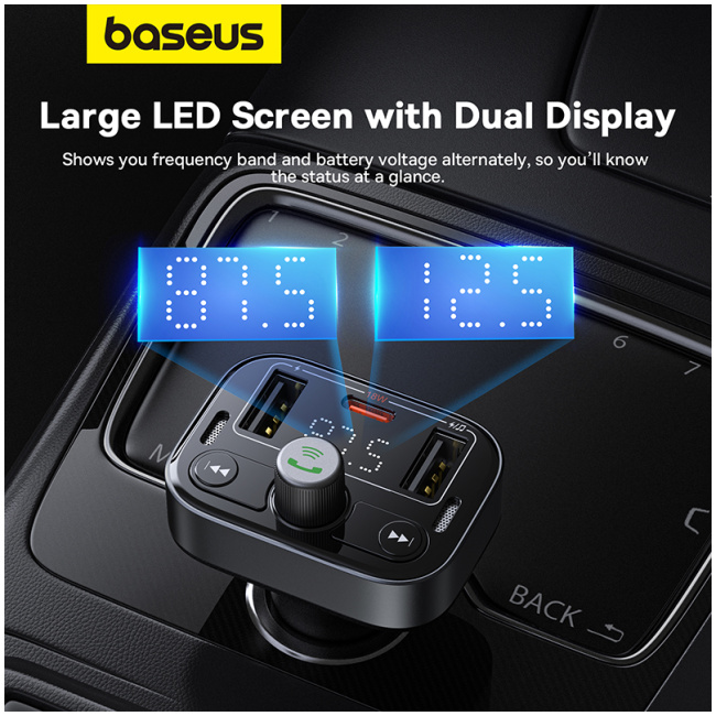 Baseus S09 Lite Car FM Transmitter-Charger USB/BT/SD 18W - Image 5