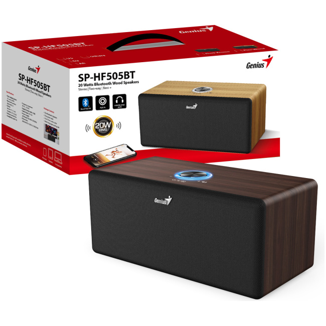 Genius PC Speakers 2.0 20W Aux & BT SP-HF505BT Brown Wood - Image 3