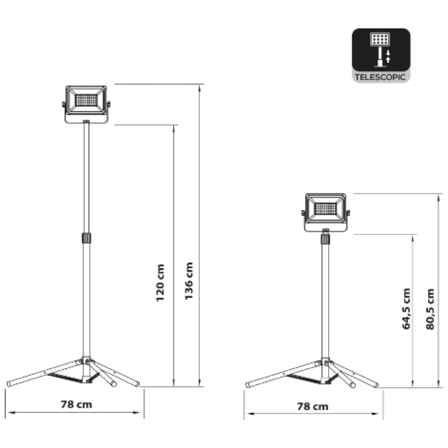 Rexer Floodlight with Tripod Mains Powered 4000k 1 x 50W / 5500 lms RX08050 - Image 6