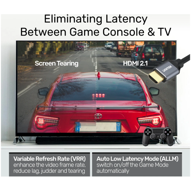 Unitek C138W HDMI 2.1 8K HDR Cable 2m Black/Grey - Image 3