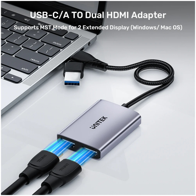 Unitek Converter USB-A/USB-C to Dual HDMI 1080P MST Win/Mac V1427A - Image 3