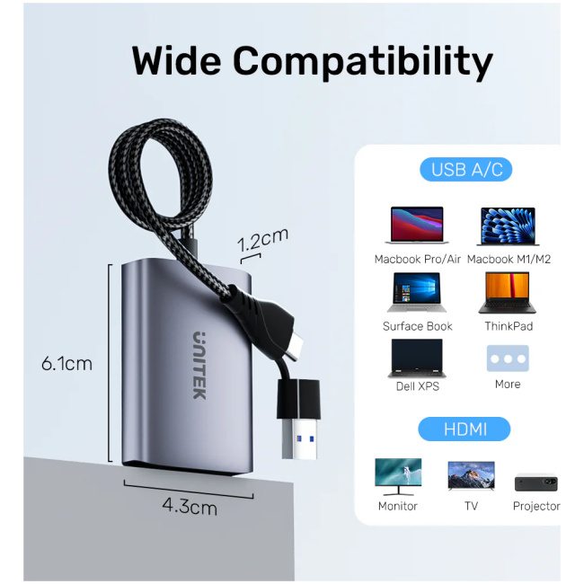 Unitek Converter USB-A/USB-C to Dual HDMI 1080P MST Win/Mac V1427A - Image 6