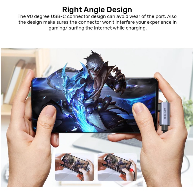 Unitek MC USB-C Cable PD100W L-Shape 1.0m C14123BK-1M - Image 4