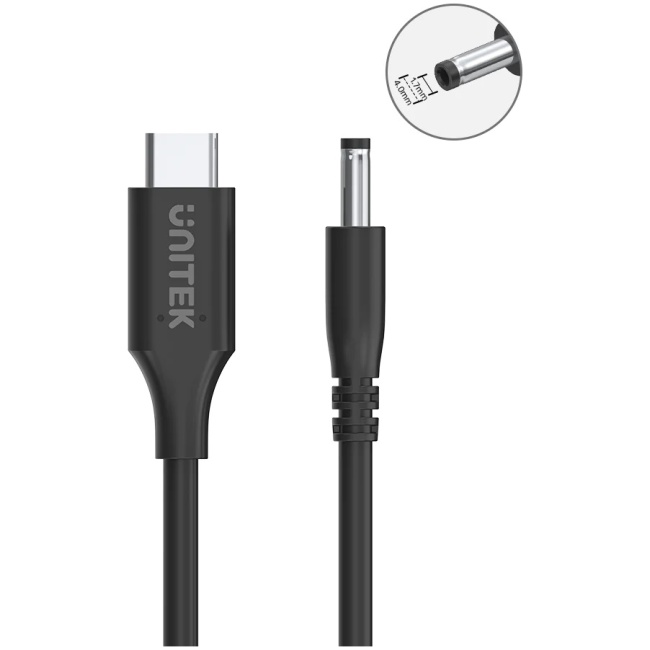 Unitek UCL USB-C to DC Cable 1.8m 65W for Lenovo 4.0x1.7mm C14118BK - Image 3