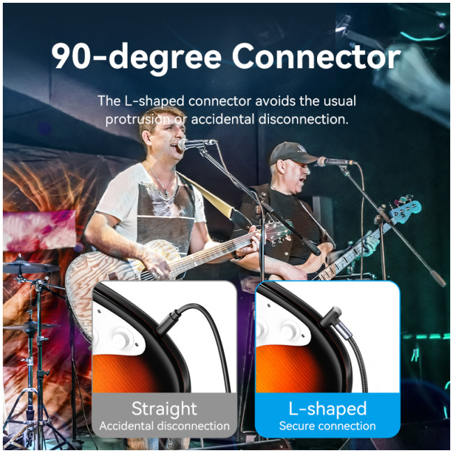 Vention AUDIO 6.3mm M to 6.3mm M Right Angle Braided-Metal 3.0m BKEHI - Image 4