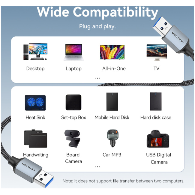 Vention Cable USB-A 3.0 M-M Braided 1.5m CTSHG - Image 6