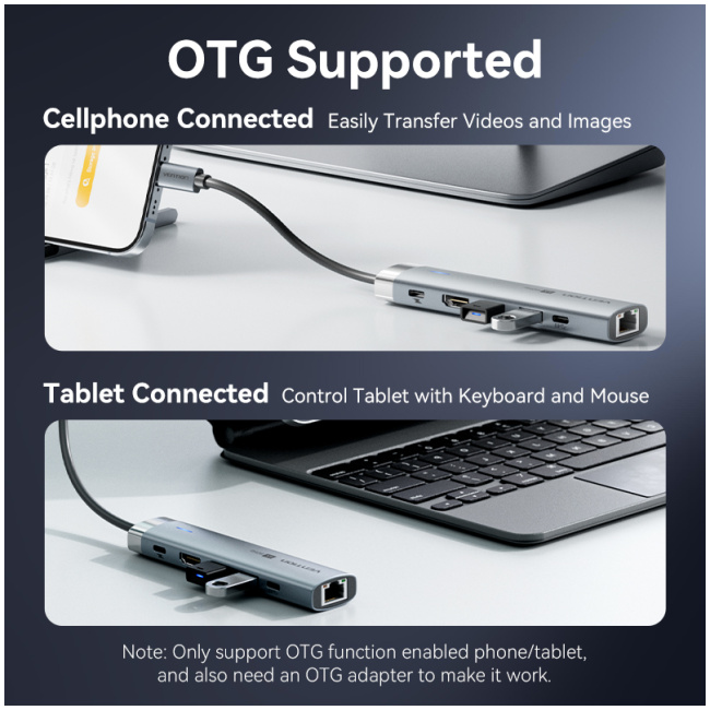Vention HUB USB-C 1xUSB-C 3.2/2xUSB3.0/HDMI 4K60Hz/Gb/PD TGNHB - Image 11