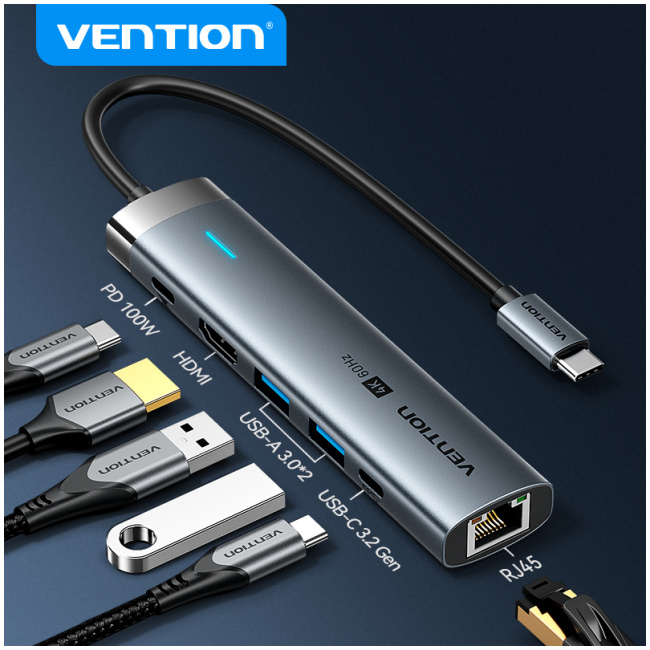 Vention HUB USB-C 1xUSB-C 3.2/2xUSB3.0/HDMI 4K60Hz/Gb/PD TGNHB - Image 14