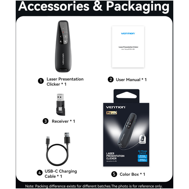 Vention Wireless Presenter Red Laser Pointer & Air Mouse Rechargeable KQPB0 - Image 16