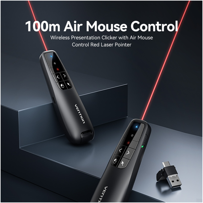 Vention Wireless Presenter Red Laser Pointer & Air Mouse Rechargeable KQPB0 - Image 4