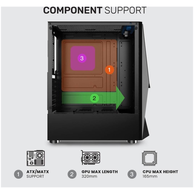Armaggeddon Gaming Case ATX 3xARGB TRITRON 3 Black - Image 5