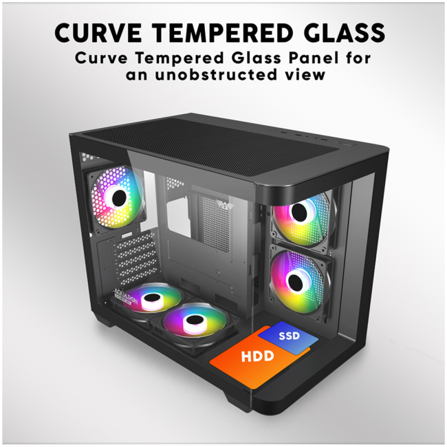 Armaggeddon Gaming Case ATX AQUARON X-Curve GiGa 10 E X10 With 10x ARGB Fans White - Image 4