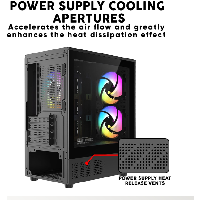 Armaggeddon Gaming Case M-ATX AQUARON NEMO 3 Black (5x RGB Fans & 250W 80+ PSU) - Image 4