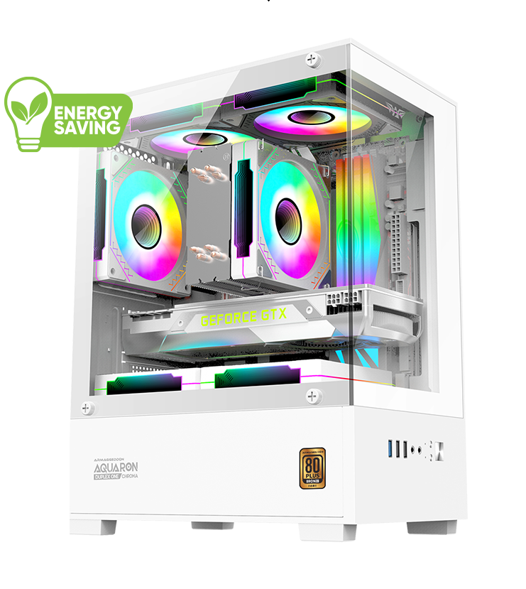 Armaggeddon Gaming Case M-ATX AQUARON NEMO White (3x Chroma Fans & 250W 80+ PSU) Armaggeddon Gaming Case M-ATX AQUARON NEMO White (3x Chroma Fans & 250W 80+ PSU) - Image 1