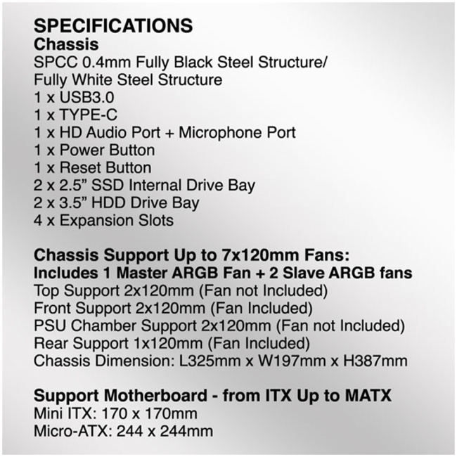 Armaggeddon Gaming Case M-ATX DEEPFREEZE DUPLEX 2 Black 3x ARGB Fans - Image 7