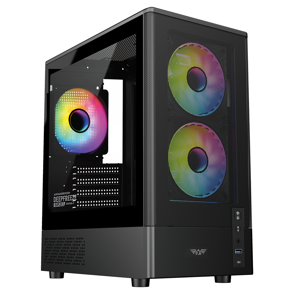 Armaggeddon Gaming Case M-ATX DEEPFREEZE DUPLEX 2 Black 3x ARGB Fans Armaggeddon Gaming Case M-ATX DEEPFREEZE DUPLEX 2 Black 3x ARGB Fans - Image 1