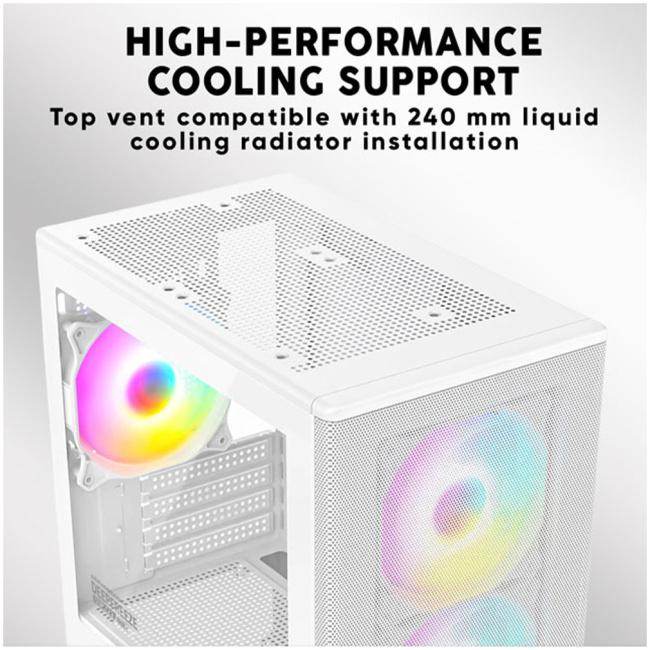 Armaggeddon Gaming Case M-ATX DEEPFREEZE DUPLEX 2 White 3x ARGB Fans - Image 4