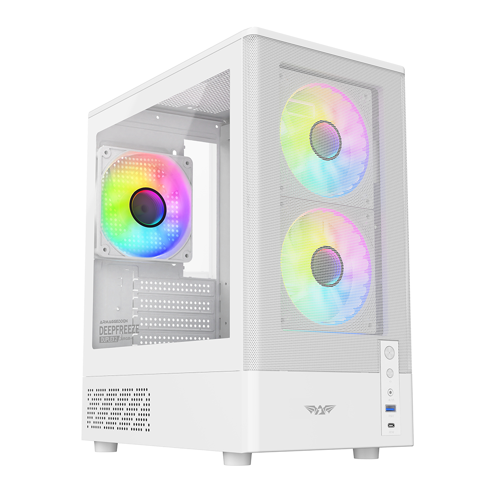 Armaggeddon Gaming Case M-ATX DEEPFREEZE DUPLEX 2 White 3x ARGB Fans Armaggeddon Gaming Case M-ATX DEEPFREEZE DUPLEX 2 White 3x ARGB Fans - Image 1