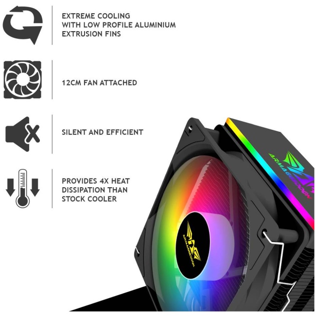Armaggeddon Gaming Cooling CPU Silent RGB Fan 4-Pipe BLIZZARD 2 Black - Image 2
