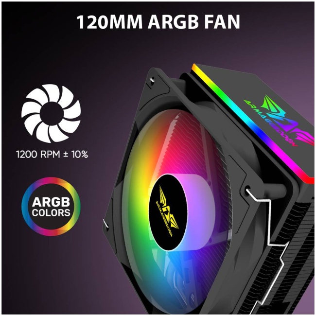Armaggeddon Gaming Cooling CPU Silent RGB Fan 4-Pipe BLIZZARD 2 Black - Image 3