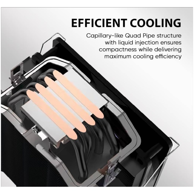 Armaggeddon Gaming Cooling CPU Silent RGB Fan 4-Pipe BLIZZARD 2 Black - Image 6