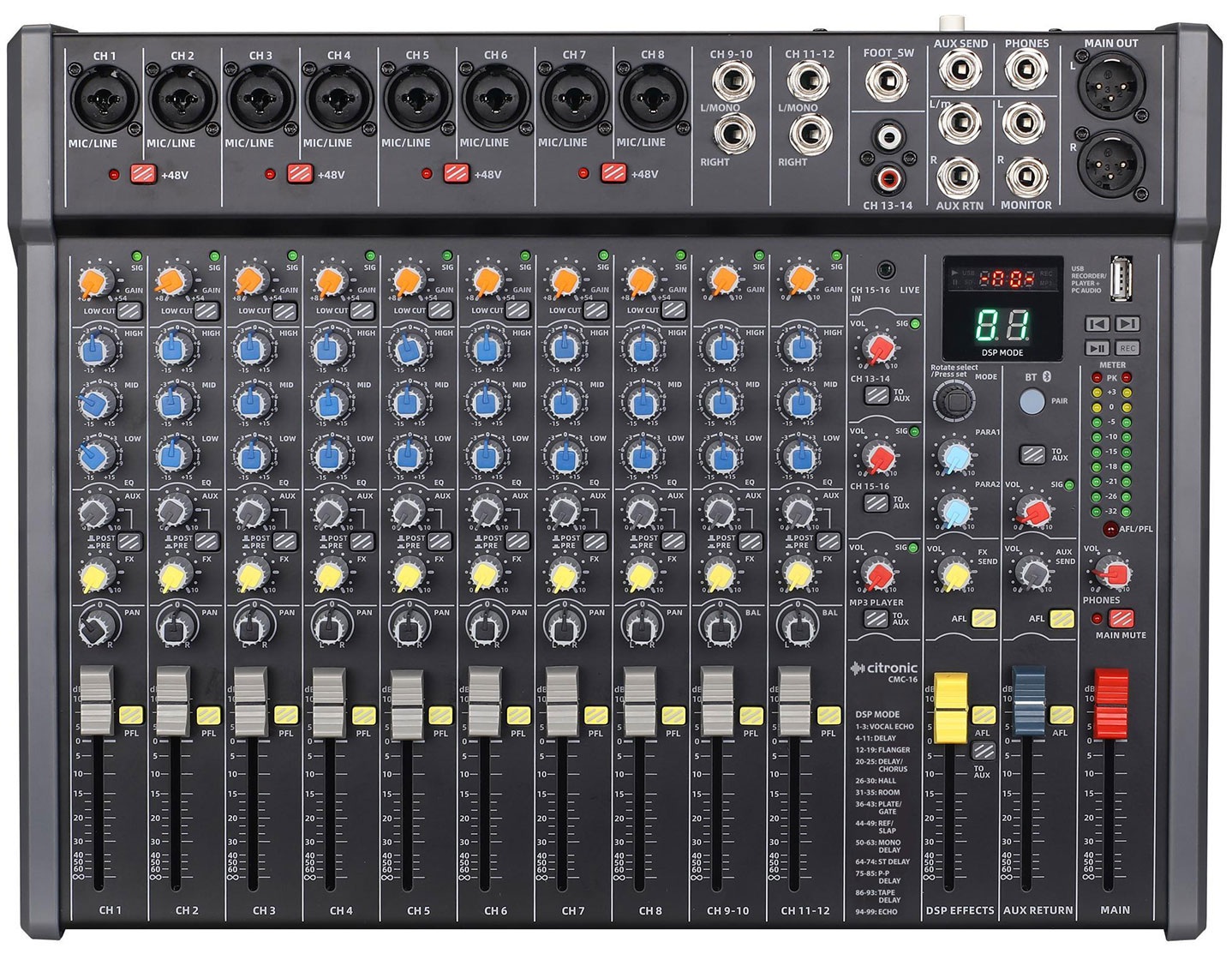 Citronic CMC-16 16ch Mixer Console with DSP USB Play-Record BT & PC Connectivity 170.942UK Citronic CMC-16 16ch Mixer Console with DSP USB Play-Record BT & PC Connectivity 170.942UK - Image 1