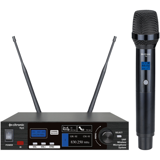 Citronic TU1-H True Diversity Multi-UHF Single Handheld Wireless Microphone 171.031UK