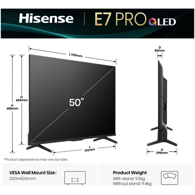 Hisense 50E7Q PRO 50'' 4K Smart QLED TV 144 HZ - Image 11
