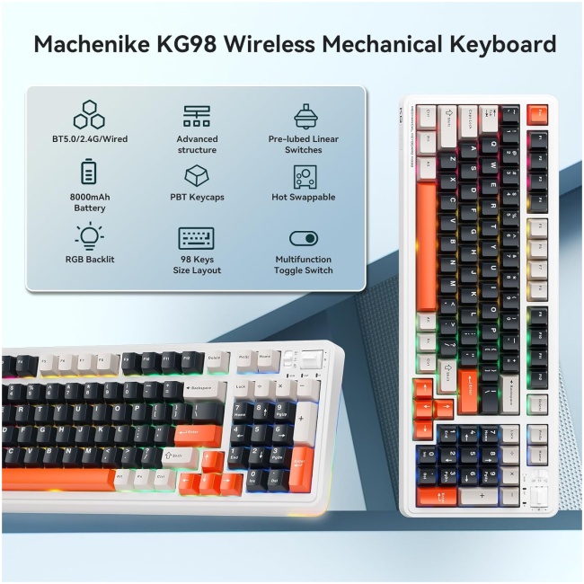 Machenike Wireless Gaming Keyboard KG98 KAILH Linear Switches - Image 3