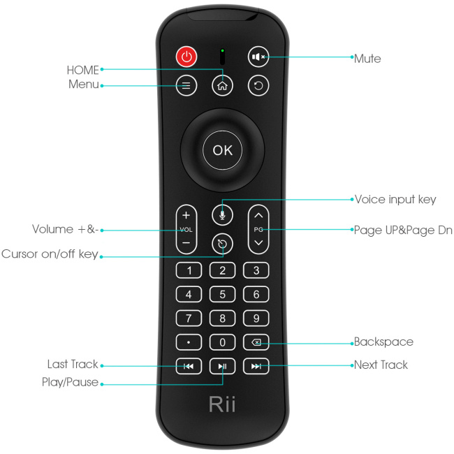 Rii Remote Control with Wireless Keyboard 2.4GHz, AirMouse & Microphone MX6 - Image 2