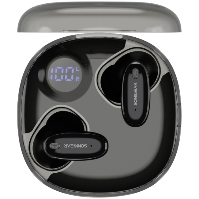 SonicGear Earphones Bluetooth ANC+Display EarPump Jewel Q3 Black - Image 2