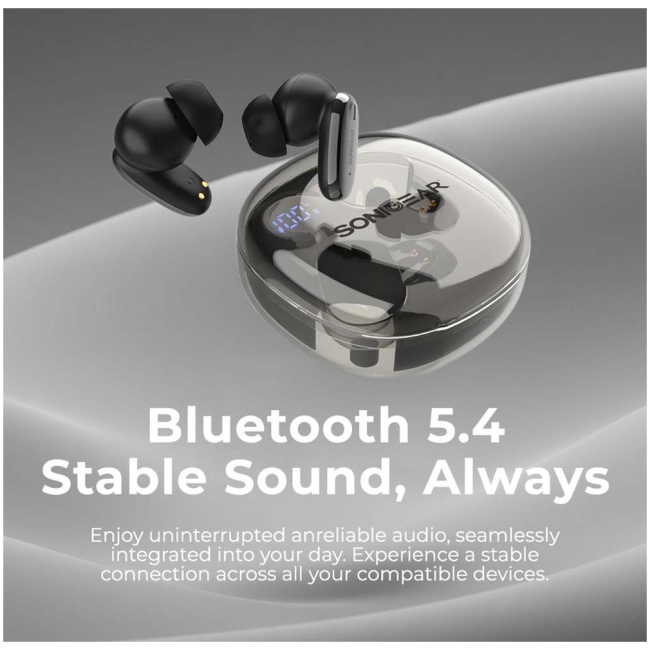 SonicGear Earphones Bluetooth ANC+Display EarPump Jewel Q3 Black - Image 4