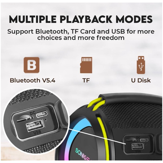 SonicGear Portable Speaker TWS BT/USB/FM/RGB IPX5 10W SONICGO! BOOM 2 - Image 15