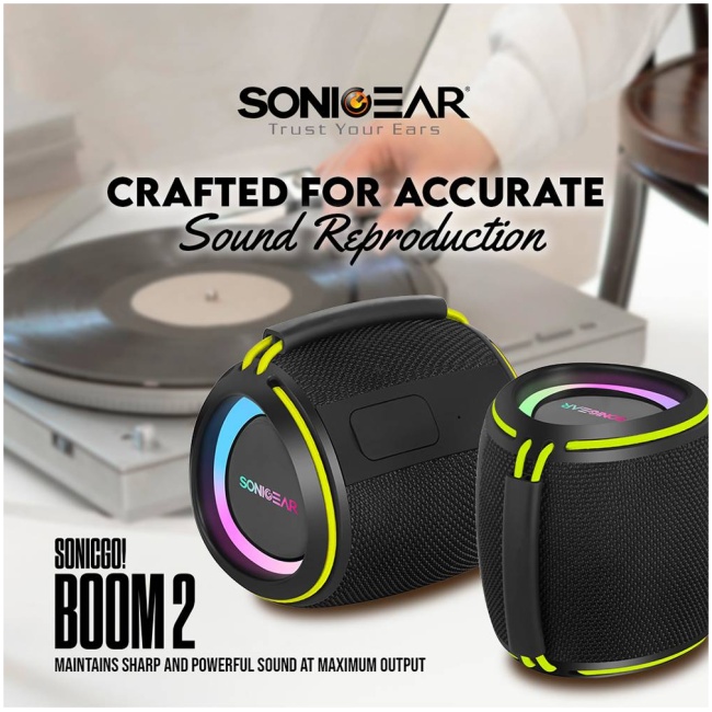 SonicGear Portable Speaker TWS BT/USB/FM/RGB IPX5 10W SONICGO! BOOM 2 - Image 9
