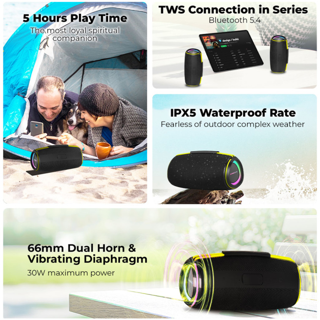 SonicGear Portable Speaker TWS BT/USB/FM/RGB IPX5 30W SONICGO! BOOM 6 - Image 3